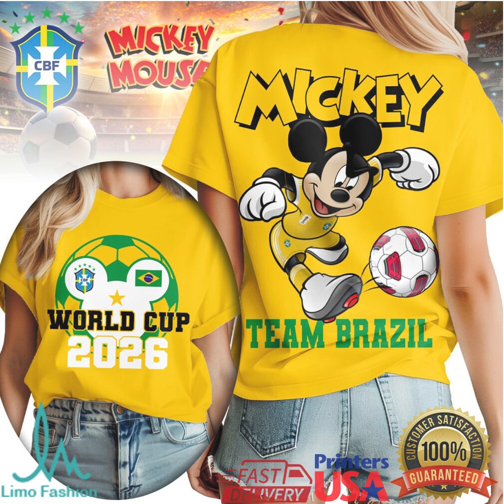 Mickey Mouse Team Brazil Soccer World Cup 2026 Fan T Shirt - Limotees LLC