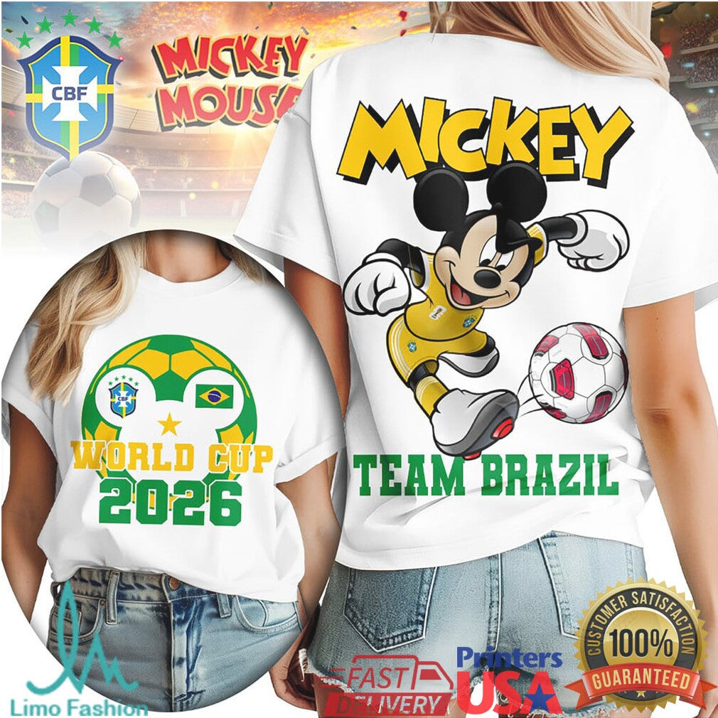 Mickey Mouse Team Brazil Soccer World Cup 2026 Fan T Shirt - Limotees LLC