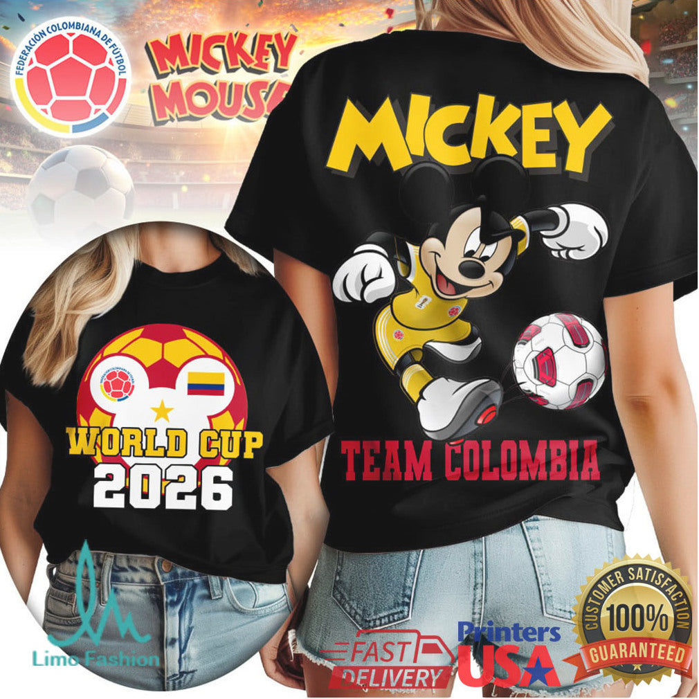 Mickey Mouse Team Colombia Soccer World Cup 2026 Fan T Shirt - Limotees LLC