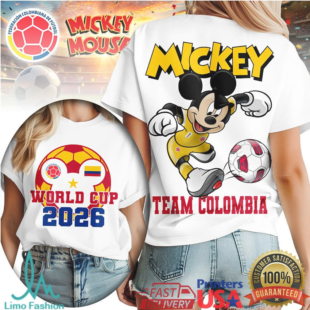 Mickey Mouse Team Colombia Soccer World Cup 2026 Fan T Shirt - Limotees LLC