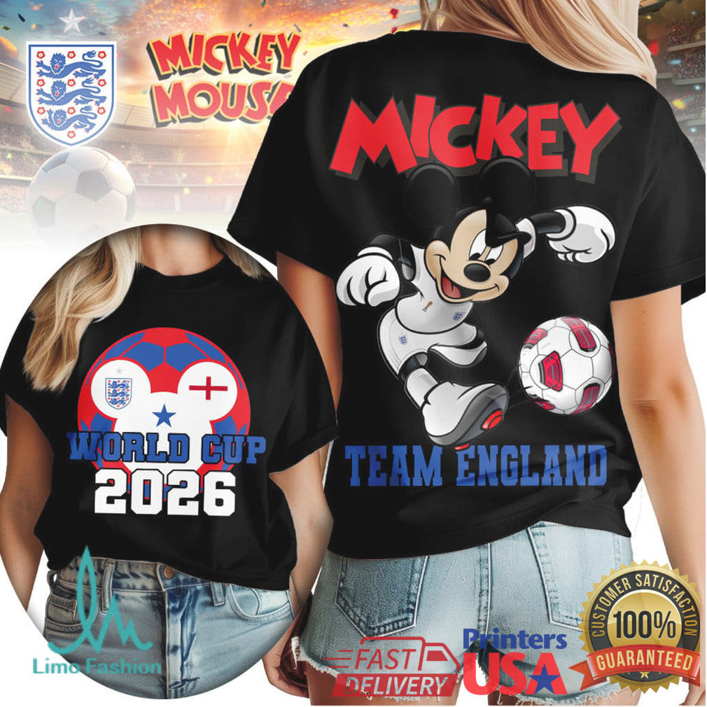 Mickey Mouse Team England World Cup 2026 Soccer Fan T Shirt - Limotees LLC