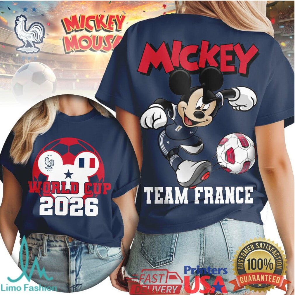 Mickey Mouse Team France World Cup 2026 Soccer Fan T Shirt - Limotees LLC