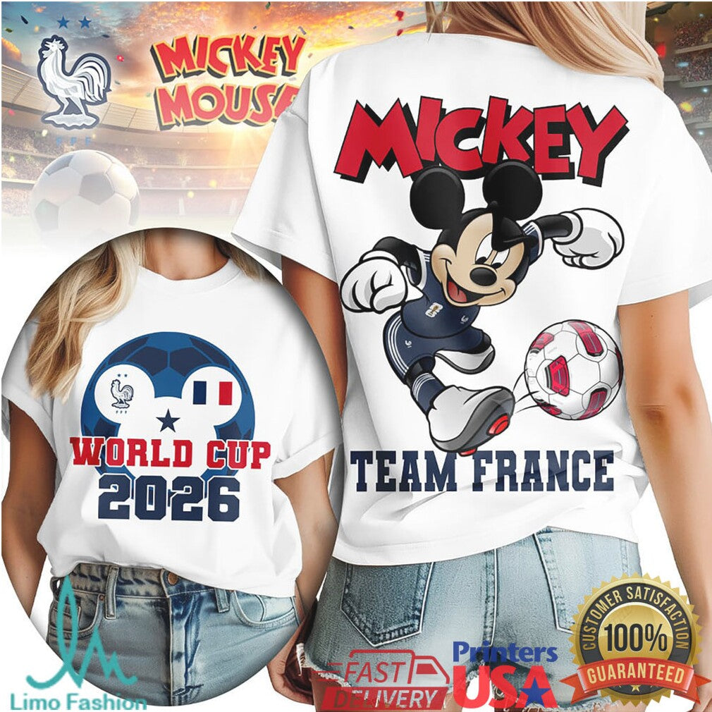 Mickey Mouse Team France World Cup 2026 Soccer Fan T Shirt - Limotees LLC