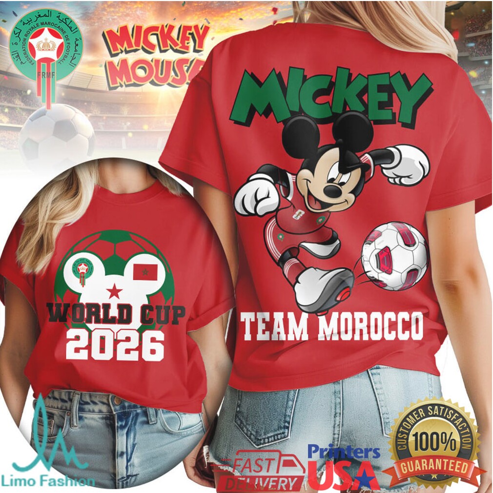 Mickey Mouse Team Morocco Soccer World Cup 2026 Fan T Shirt - Limotees LLC