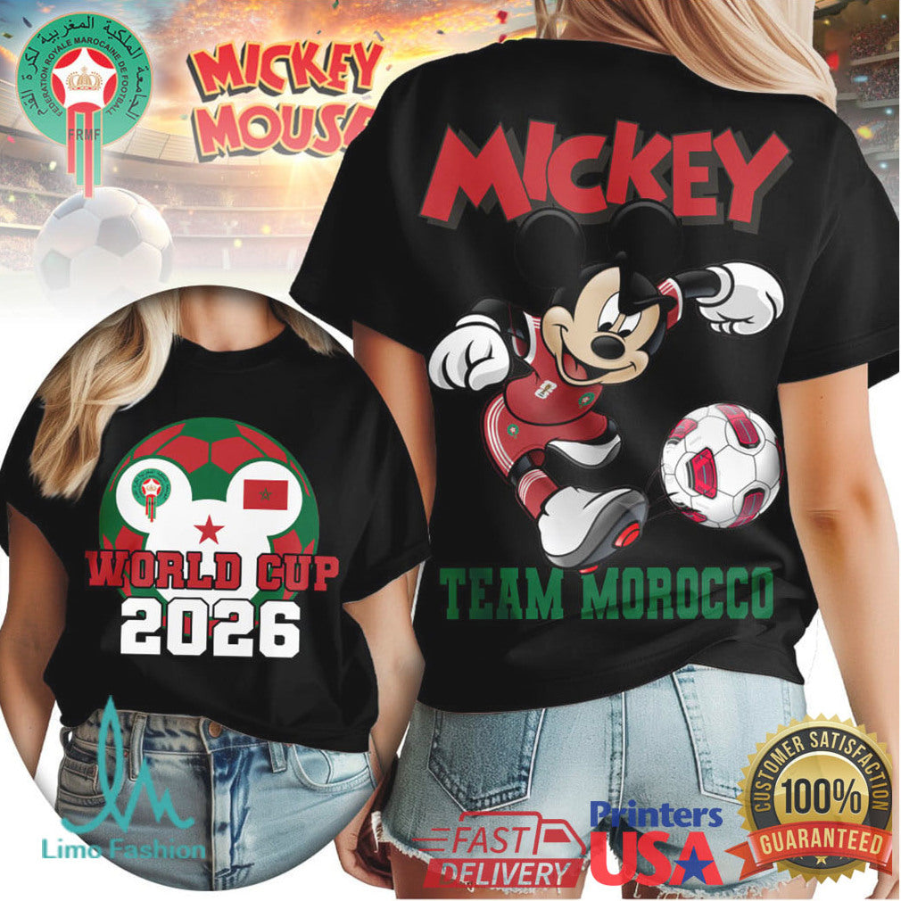 Mickey Mouse Team Morocco Soccer World Cup 2026 Fan T Shirt - Limotees LLC
