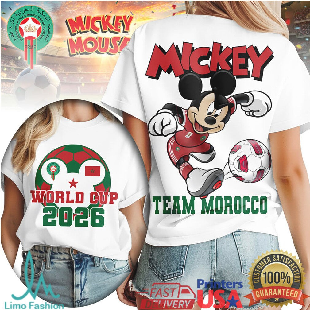 Mickey Mouse Team Morocco Soccer World Cup 2026 Fan T Shirt - Limotees LLC