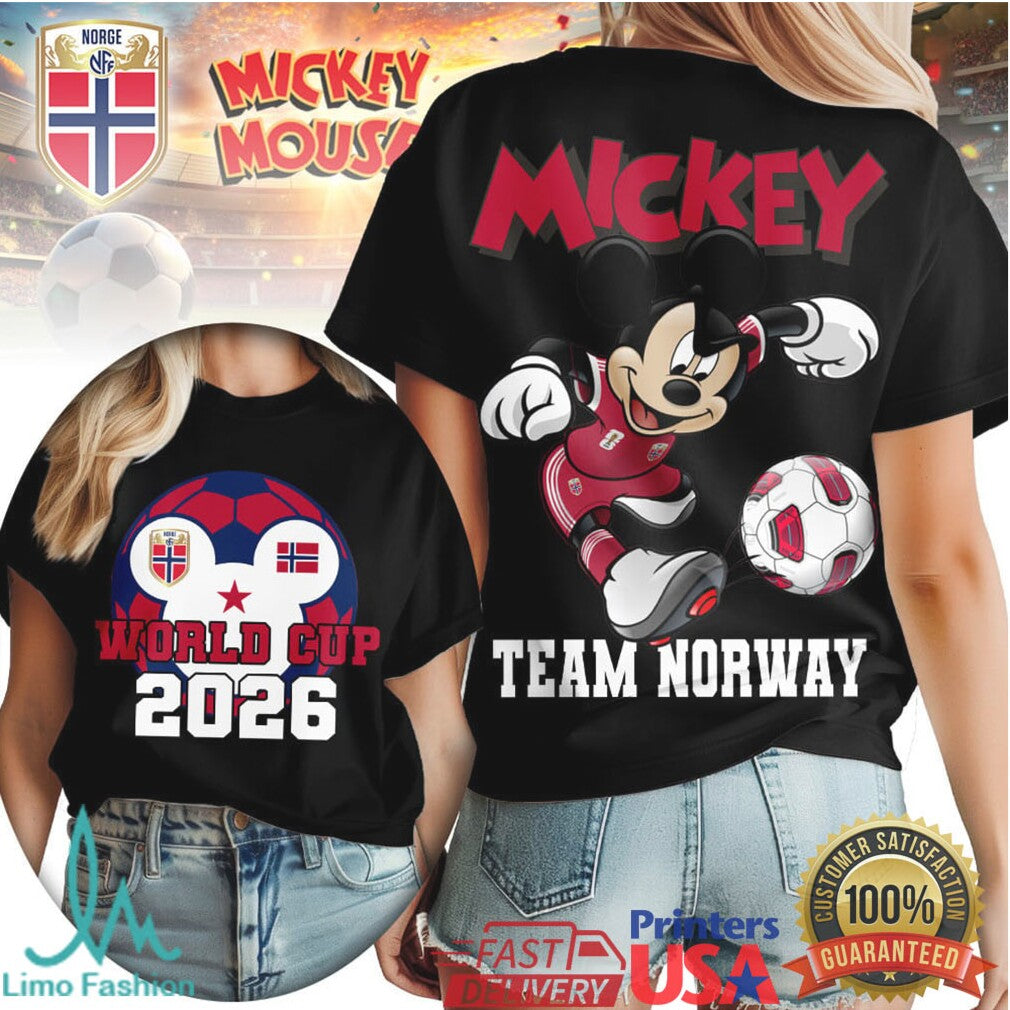 Mickey Mouse Team Norway Soccer World Cup 2026 Fan T Shirt - Limotees LLC