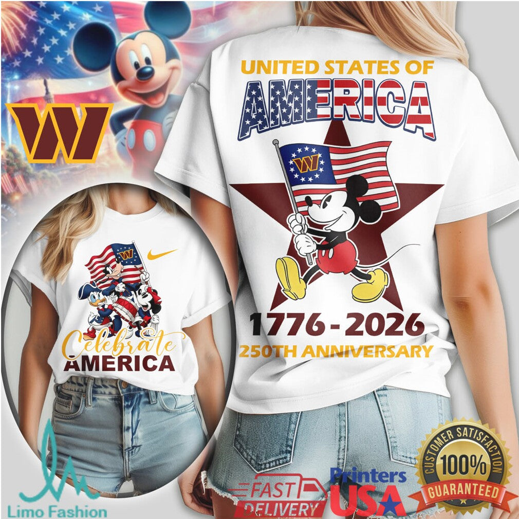 Mickey Mouse Washington Commanders 250th Anniversary United States T Shirt