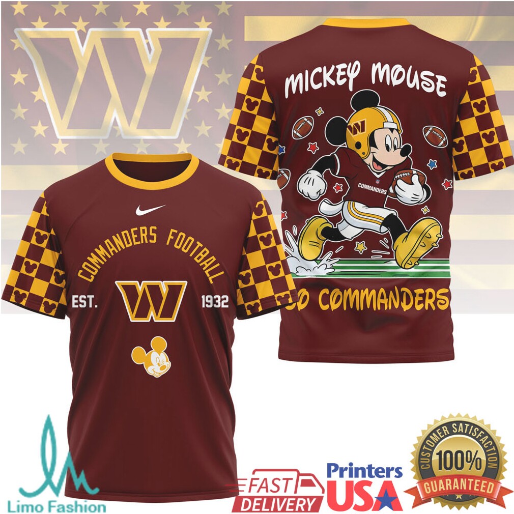 Mickey Mouse Washington Commanders Football Est 1932 Burgundy T Shirt - Limotees LLC