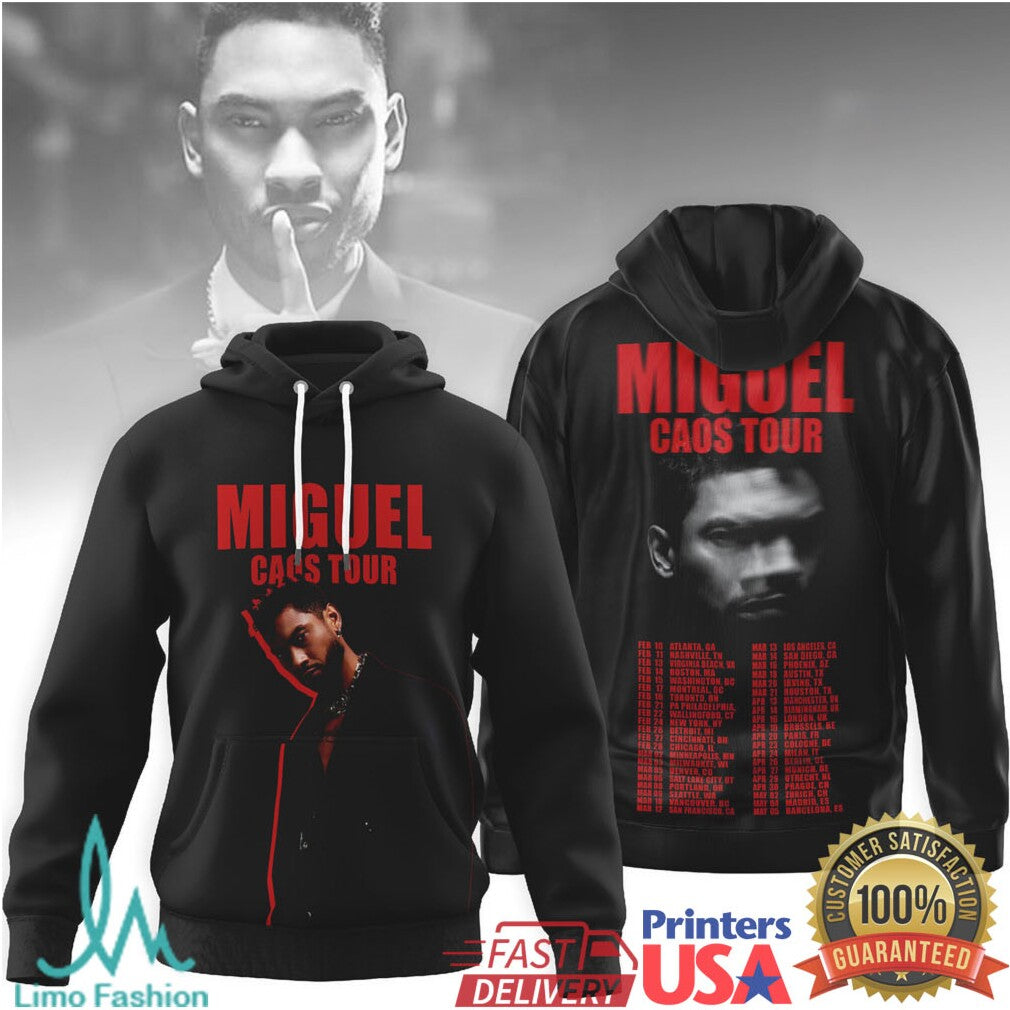 Miguel CAOS Tour Graphic T Shirt and Black t shirt - Limotees LLC