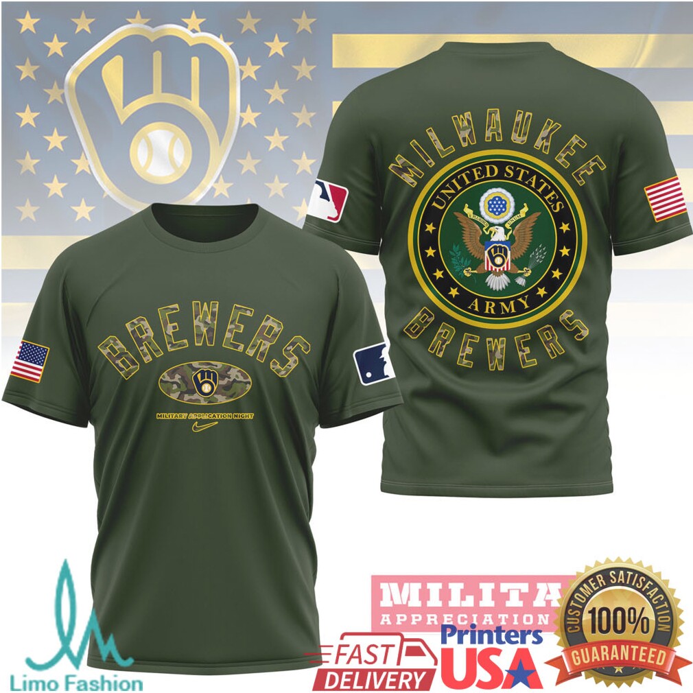 Milwaukee Brewers U.S. Army Military Appreciation Night Olive T Shirt - Limotees LLC