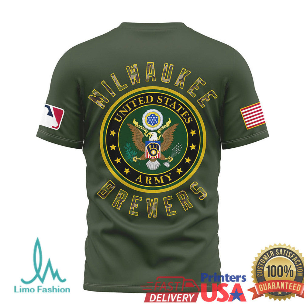 Milwaukee Brewers U.S. Army Military Appreciation Night Olive T Shirt - Limotees LLC