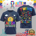 Minnesota Twins MLB Autism Awareness T Shirt It's Ok To Be Different Puzzle Heart Baseball T Shirt - Limotees LLC