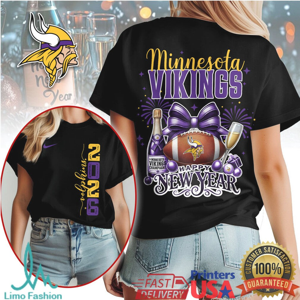 Minnesota Vikings 2026 Happy New Year NFL Fan Celebration T Shirt - Limotees LLC