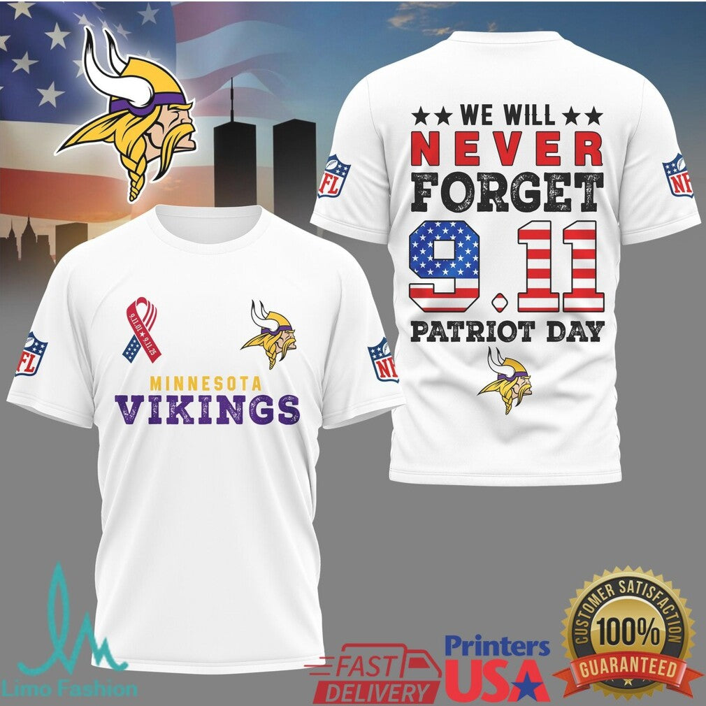 Minnesota Vikings 9.11 Never Forget Patriot Day Memorial T Shirt - Limotees LLC
