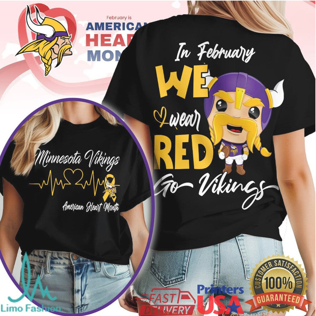 Minnesota Vikings American Heart Month In February We Wear Red T Shirt - Limotees LLC
