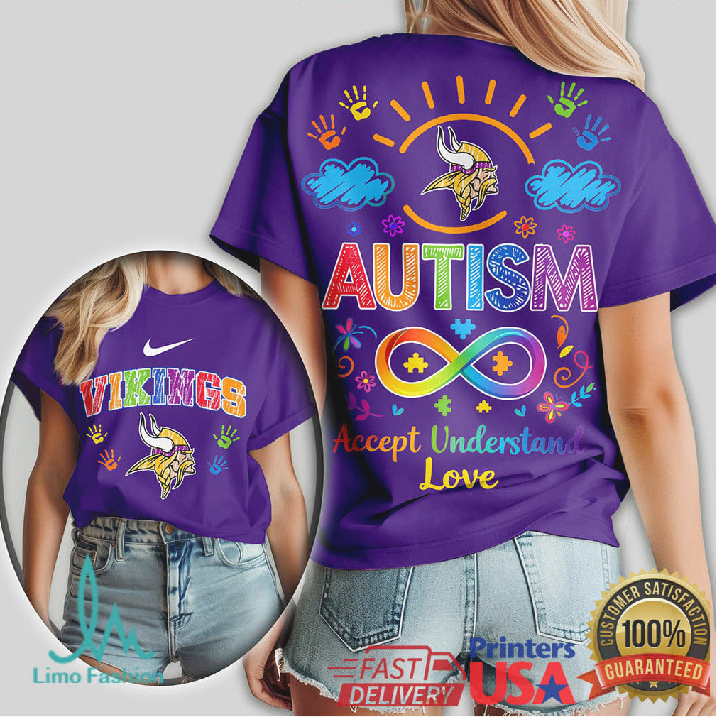 Minnesota Vikings Autism Awareness T Shirt World Autism Day NFL Fan T Shirt - Limotees LLC