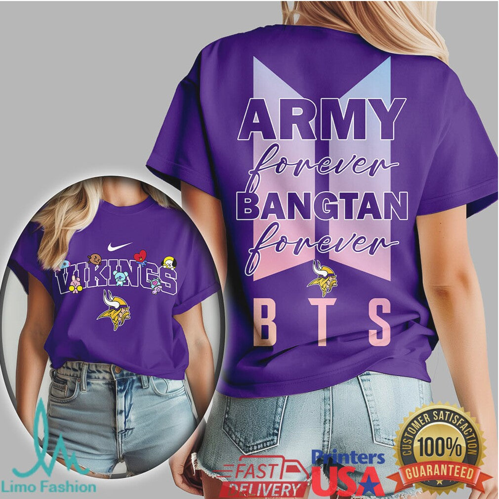 Minnesota Vikings BTS Army Forever T Shirt Bangtan Purple Pride Fan Gear - Limotees LLC