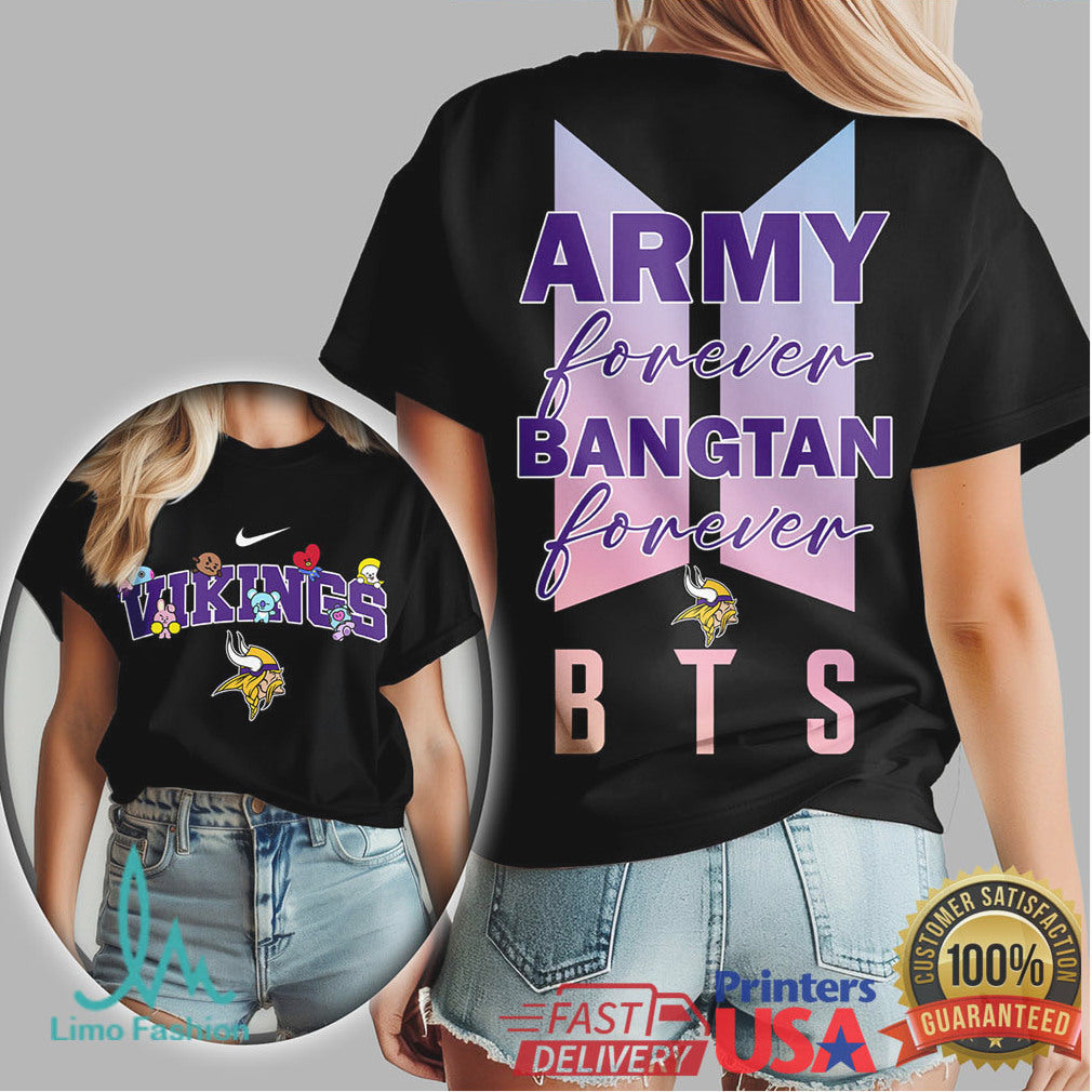 Minnesota Vikings BTS Army Forever T Shirt Bangtan Purple Pride Fan Gear - Limotees LLC