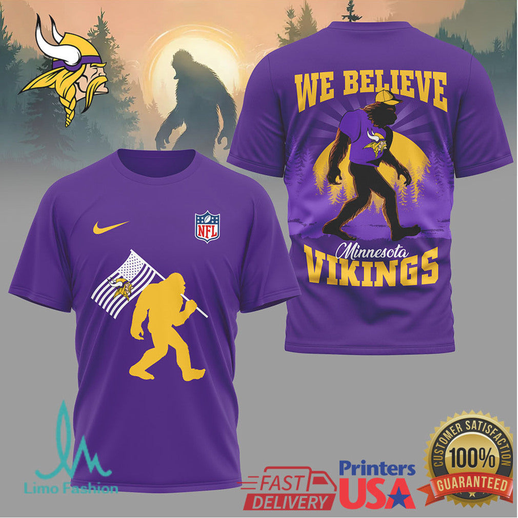 Minnesota Vikings Bigfoot We Believe NFL Fan T Shirt - Limotees LLC