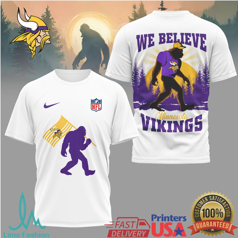 Minnesota Vikings Bigfoot We Believe NFL Fan T Shirt - Limotees LLC