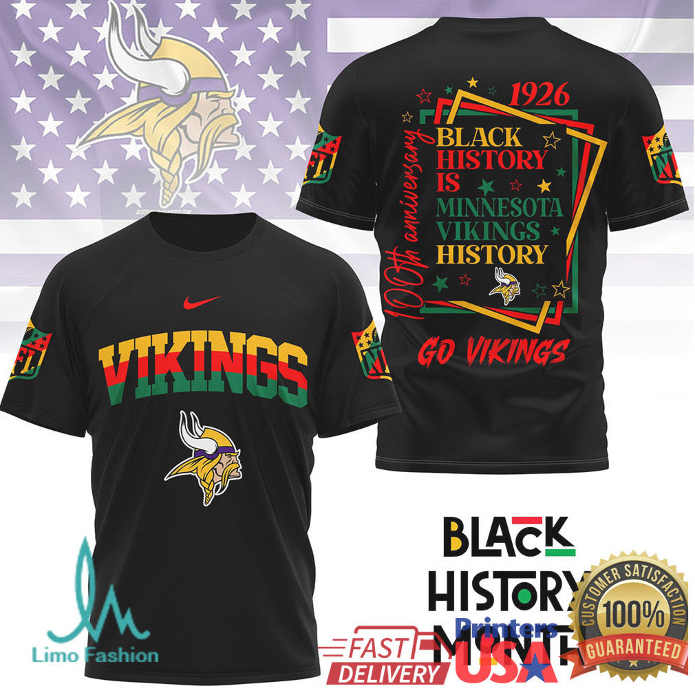 Minnesota Vikings Black History Month 100th Anniversary Tee - Limotees LLC