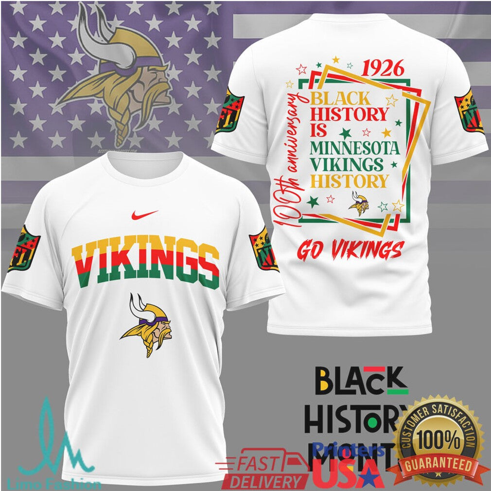 Minnesota Vikings Black History Month 100th Anniversary Tee - Limotees LLC