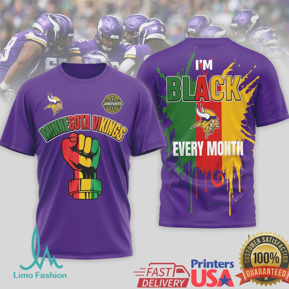 Minnesota Vikings Black History Month Juneteenth Fist T Shirt - Limotees LLC