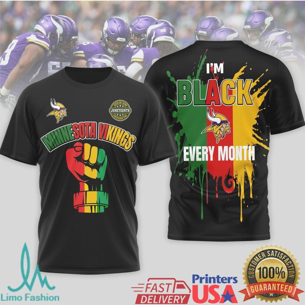 Minnesota Vikings Black History Month Juneteenth Fist T Shirt - Limotees LLC