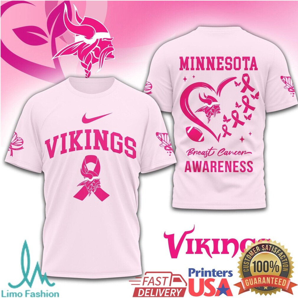 Minnesota Vikings Breast Cancer Awareness Pink Ribbon Football T Shirt