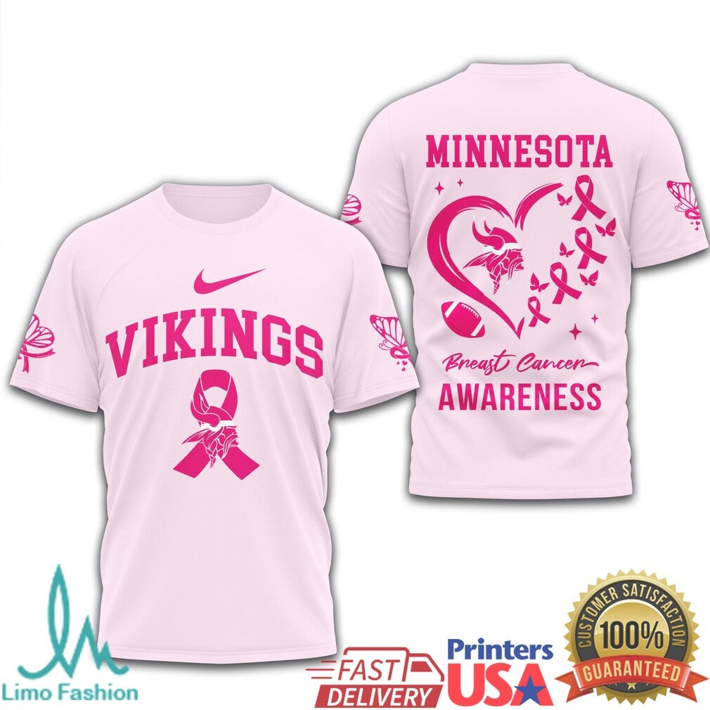 Minnesota Vikings Breast Cancer Awareness Pink Ribbon Football T Shirt