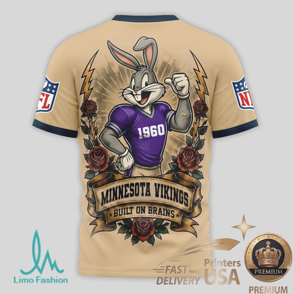 Minnesota Vikings Bugs Bunny Football Cartoon Graphic Jersey T Shirt - Limotees LLC