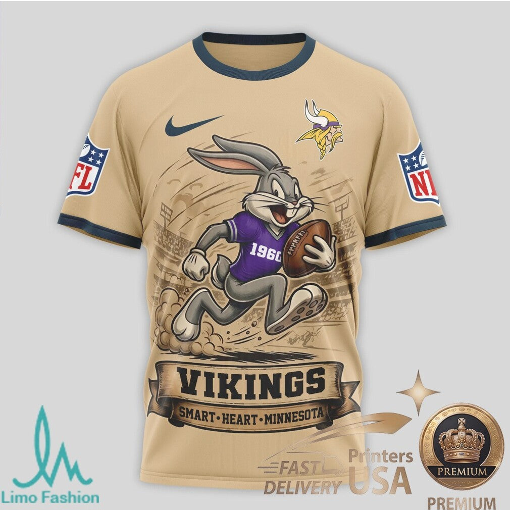 Minnesota Vikings Bugs Bunny Football Cartoon Graphic Jersey T Shirt - Limotees LLC