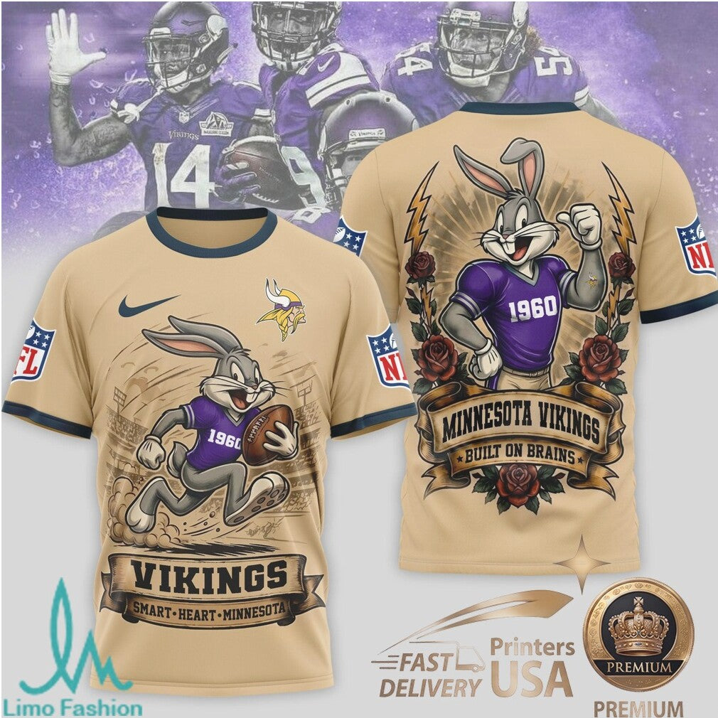 Minnesota Vikings Bugs Bunny Football Cartoon Graphic Jersey T Shirt - Limotees LLC