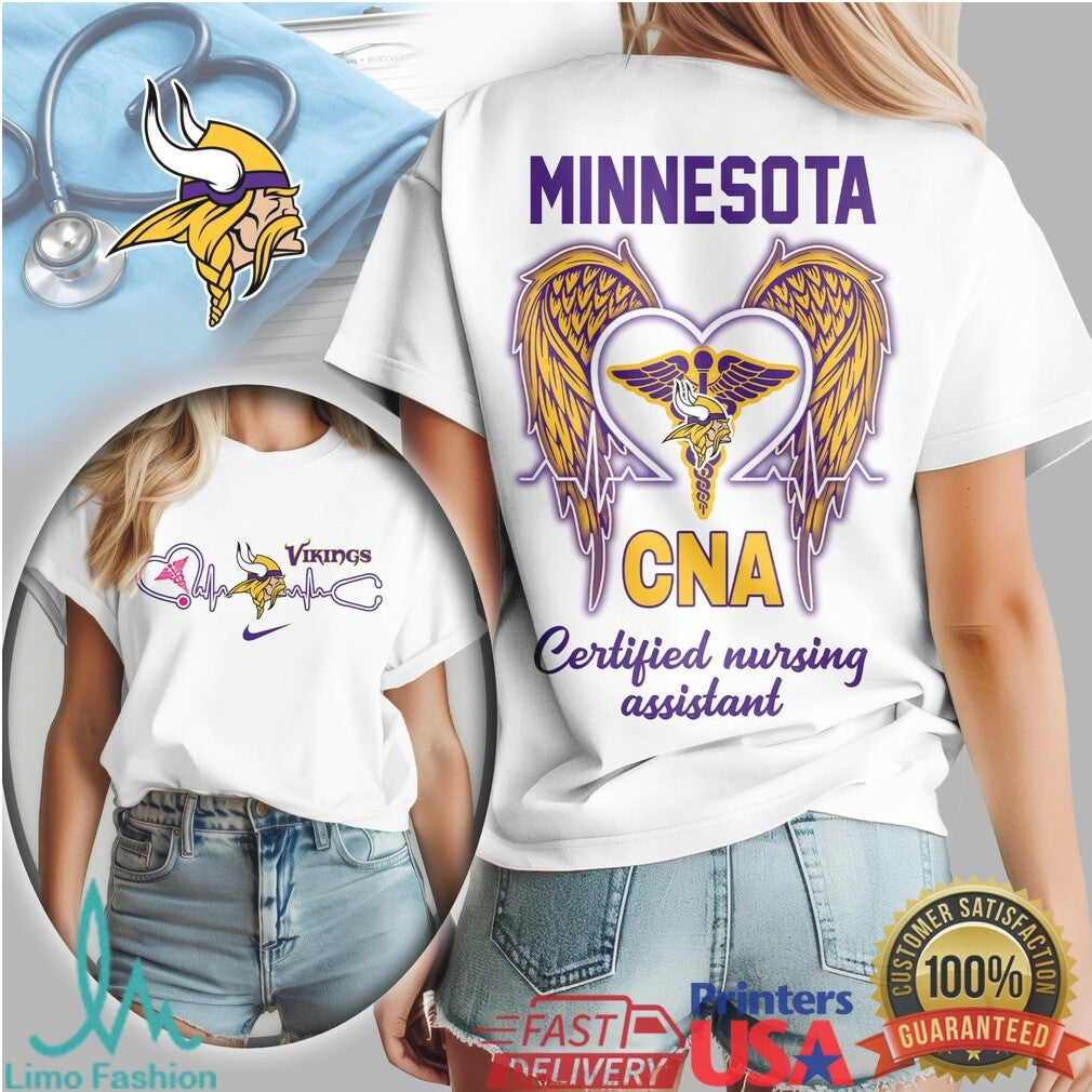 Minnesota Vikings CNA Purple & Gold Wings T Shirt Nursing Assistant Hero - Limotees LLC