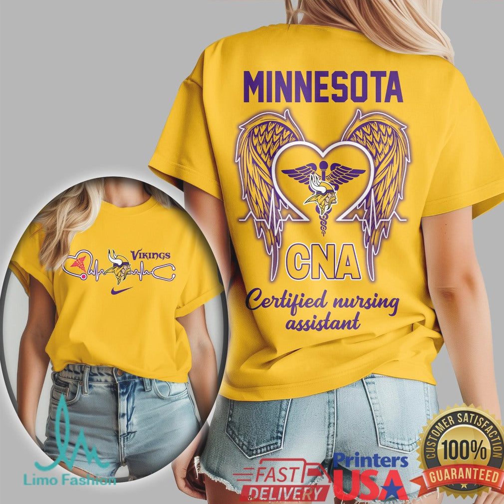 Minnesota Vikings CNA Purple & Gold Wings T Shirt Nursing Assistant Hero - Limotees LLC