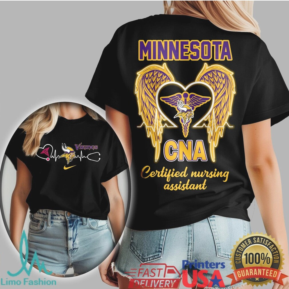 Minnesota Vikings CNA Purple & Gold Wings T Shirt Nursing Assistant Hero - Limotees LLC