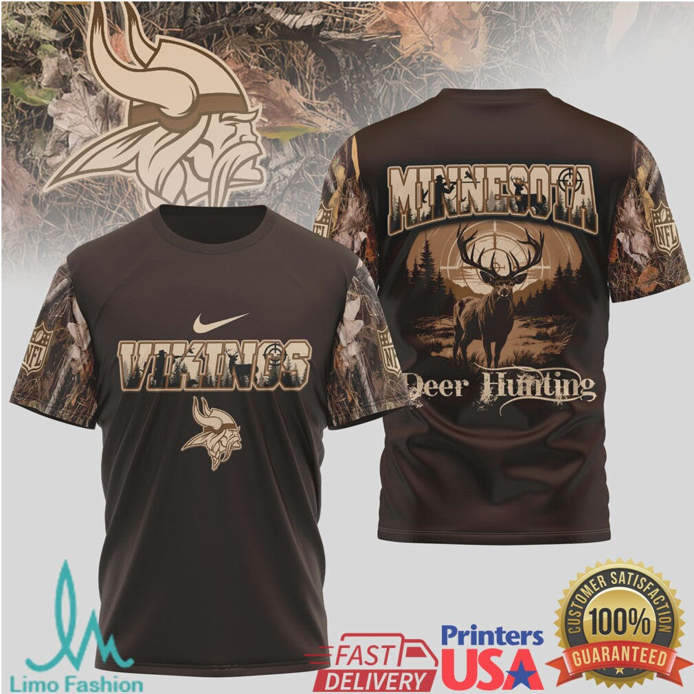 Minnesota Vikings Deer Hunting Camo Sleeves NFL Fan T Shirt - Limotees LLC