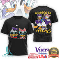 Minnesota Vikings Donald & Daisy Duck Cartoon T Shirt Purple & Gold Fan Shirt - Limotees LLC