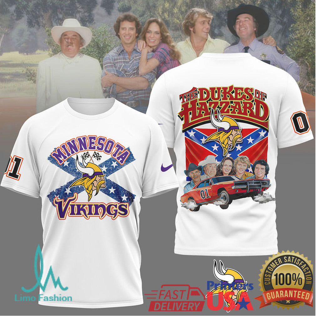 Minnesota Vikings Dukes of Hazzard General Lee Mashup T Shirt - Limotees LLC