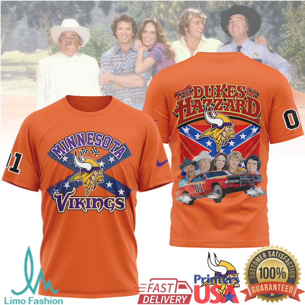 Minnesota Vikings Dukes of Hazzard General Lee Mashup T Shirt - Limotees LLC