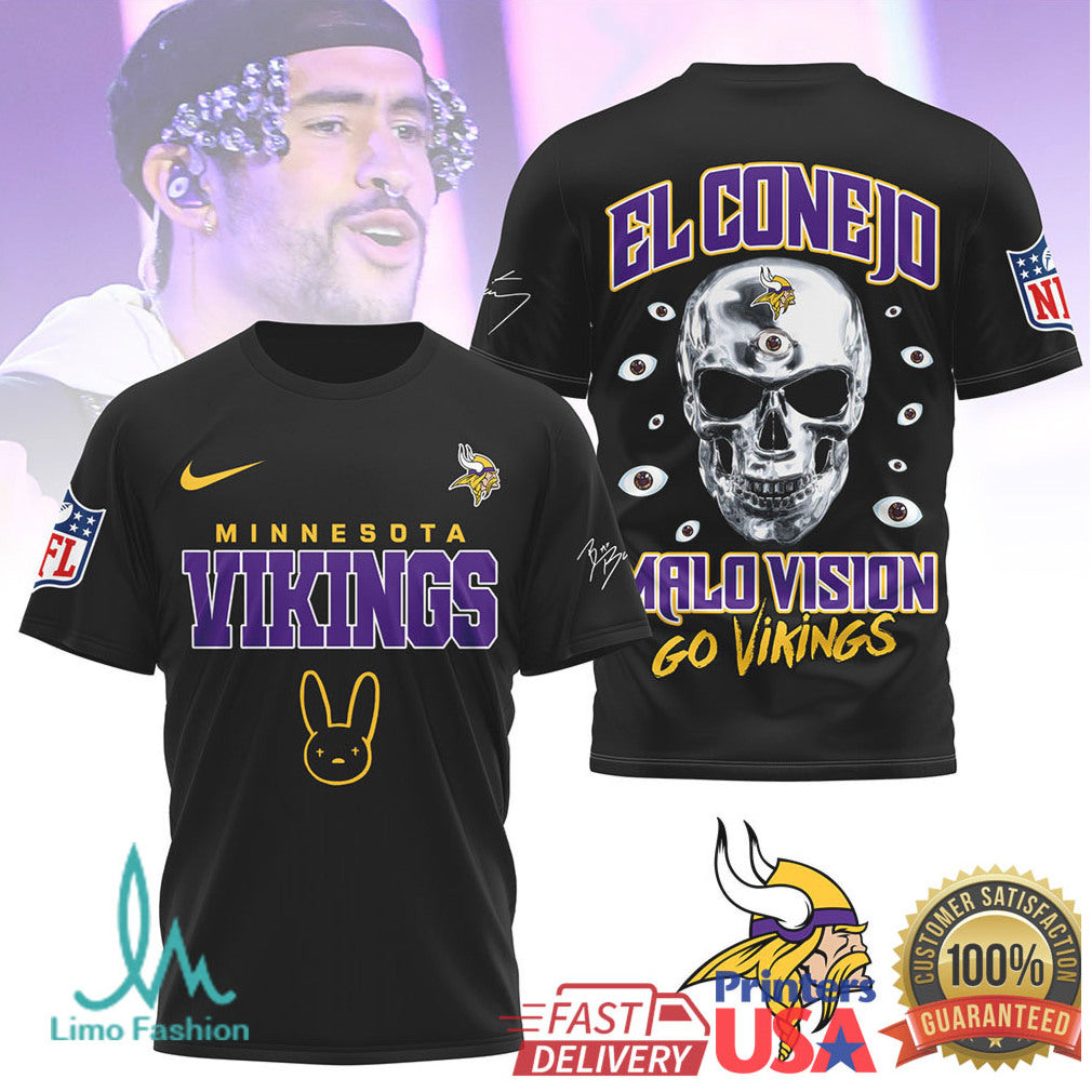 Minnesota Vikings El Conejo Bad Bunny Malo Vision NFL T Shirt - Limotees LLC