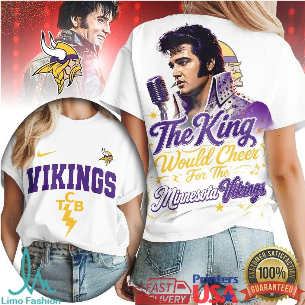 Minnesota Vikings Elvis Presley The King Cheer T Shirt - Limotees LLC