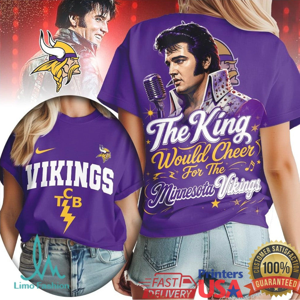 Minnesota Vikings Elvis Presley The King Cheer T Shirt - Limotees LLC