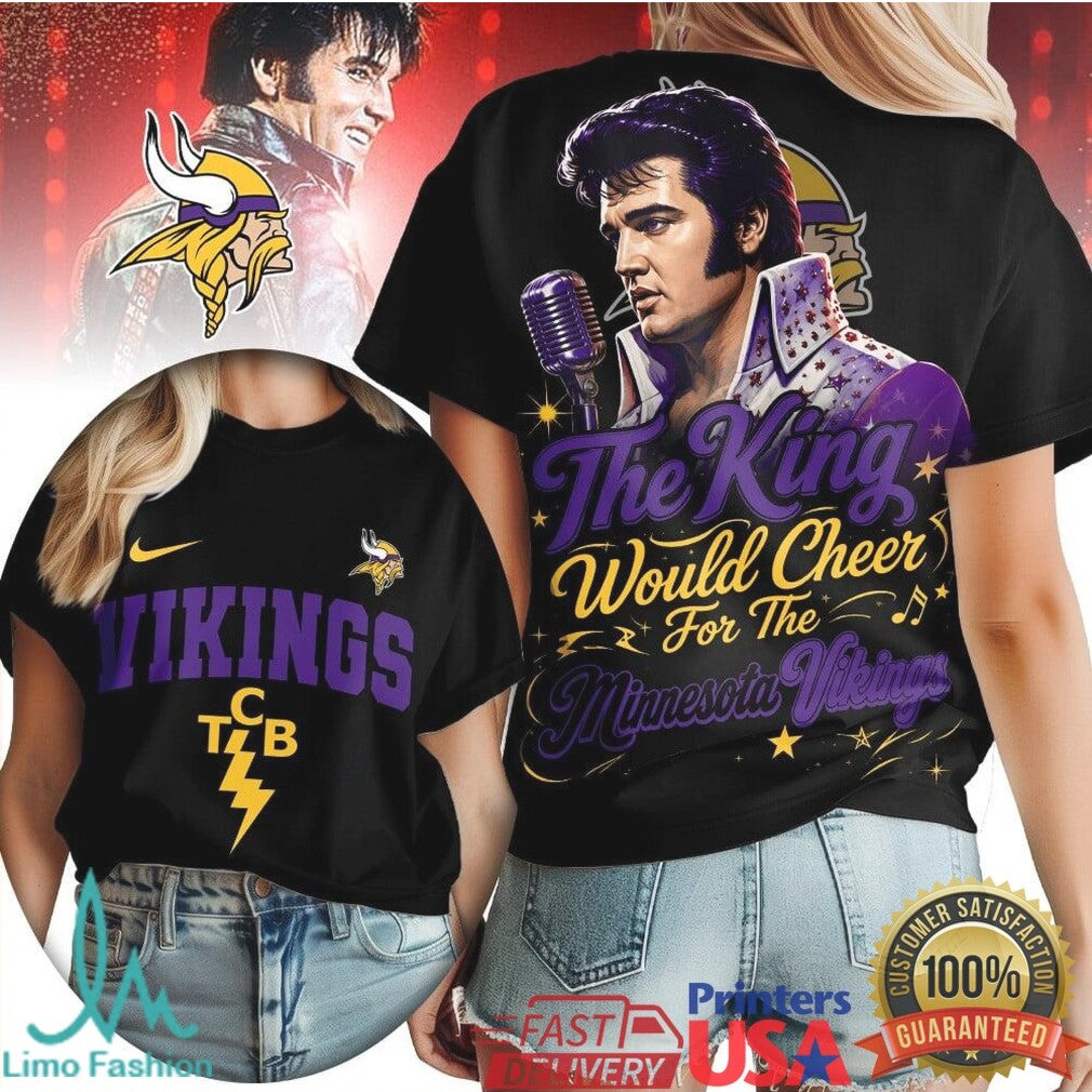 Minnesota Vikings Elvis Presley The King Cheer T Shirt - Limotees LLC