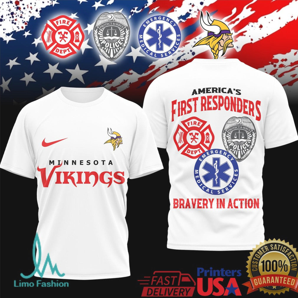Minnesota Vikings First Responders America's Heroes Graphic T Shirt - Limotees LLC