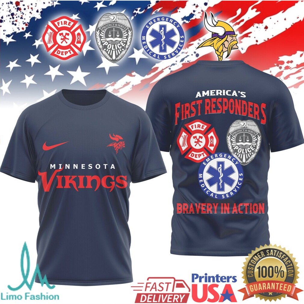 Minnesota Vikings First Responders America's Heroes Graphic T Shirt - Limotees LLC