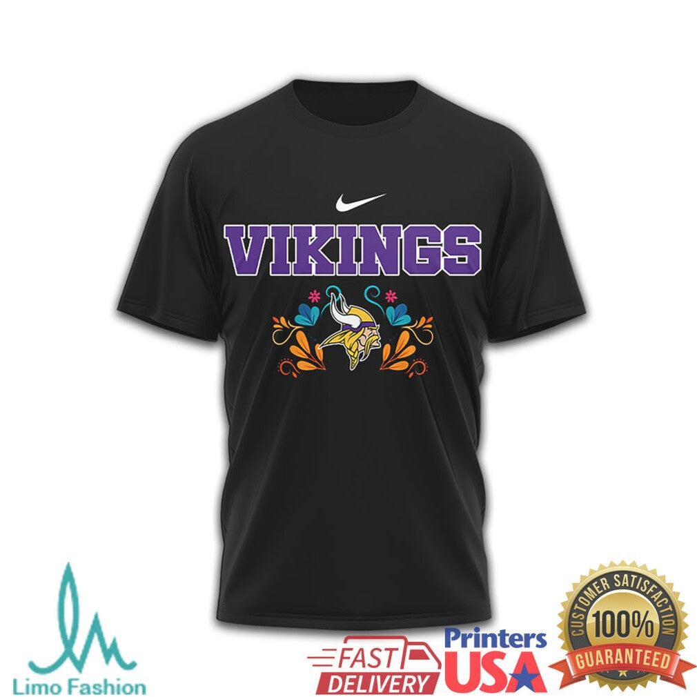 Minnesota Vikings Hasta la Muerte Sugar Skull Day of the Dead T Shirt - Limotees LLC