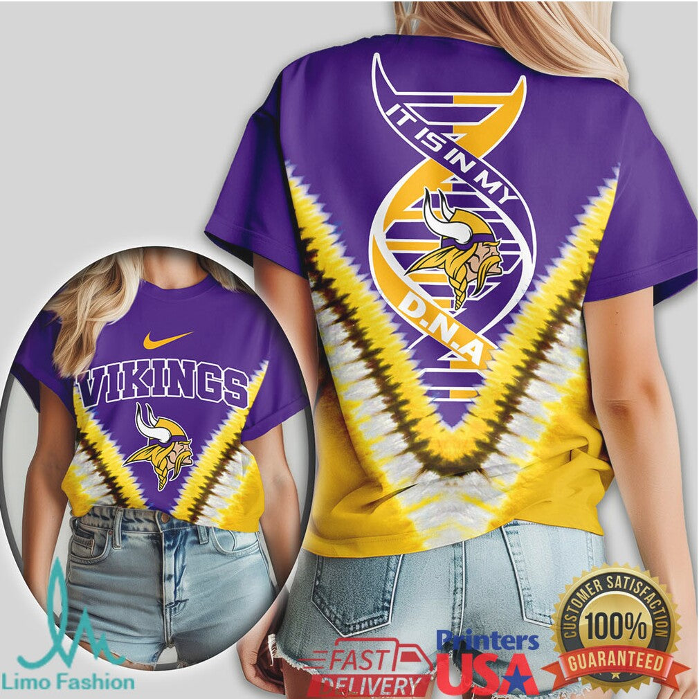 Minnesota Vikings It Is In My DNA Purple & Gold Graphic T Shirt - Limotees LLC