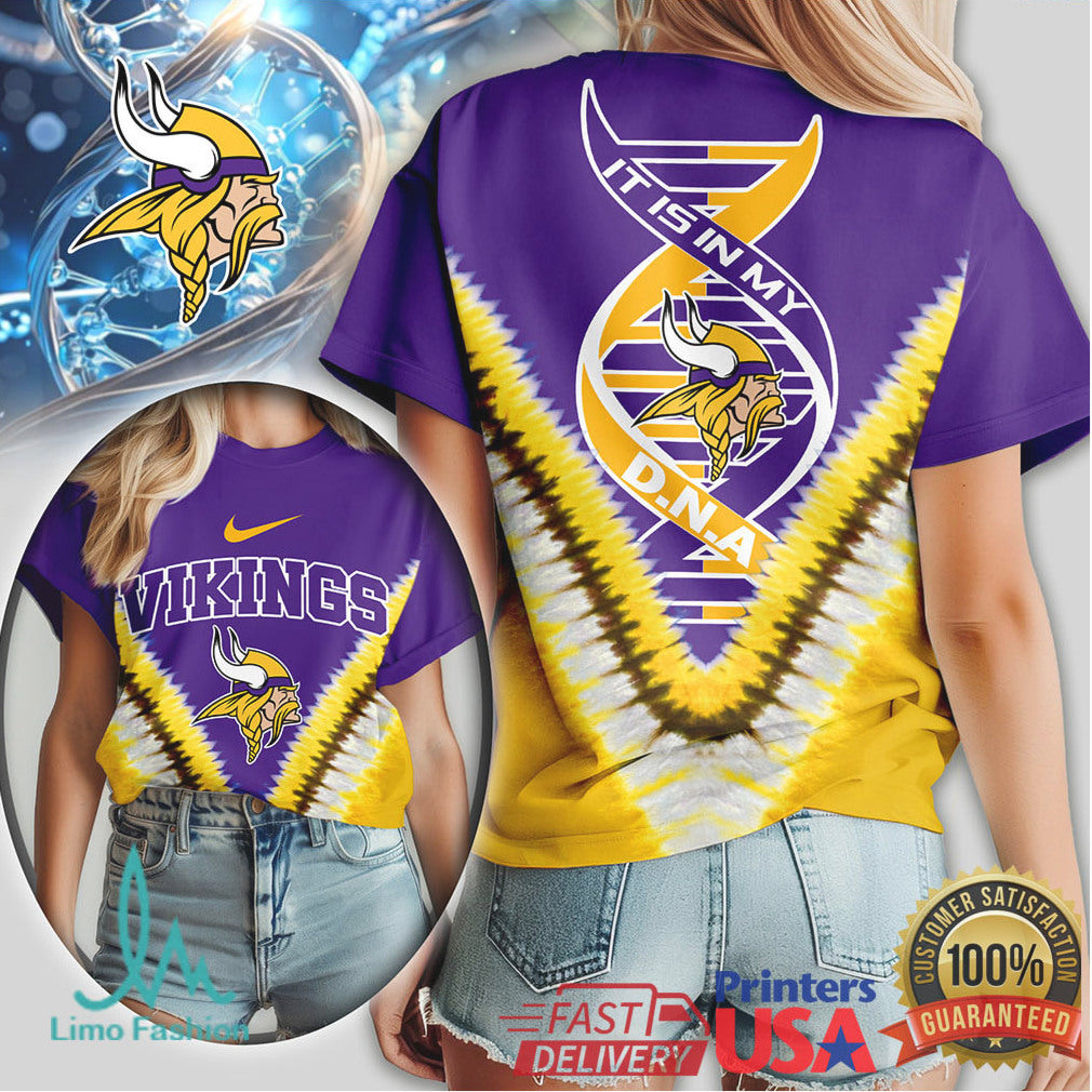 Minnesota Vikings It Is In My DNA Purple & Gold Graphic T Shirt - Limotees LLC